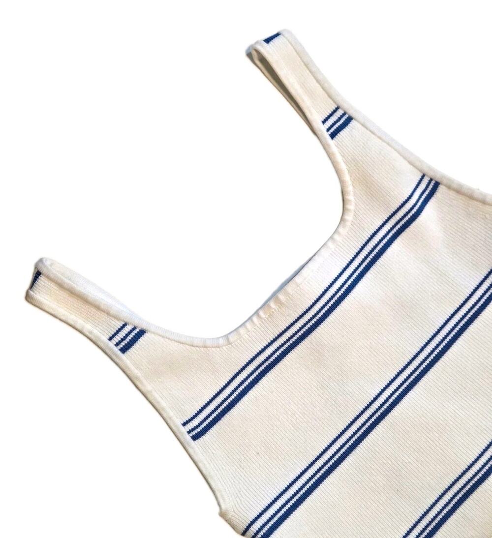 Aritzia Babaton Sculpt Knit Squareneck Striped Cropped Tank Top Women’s SZ S